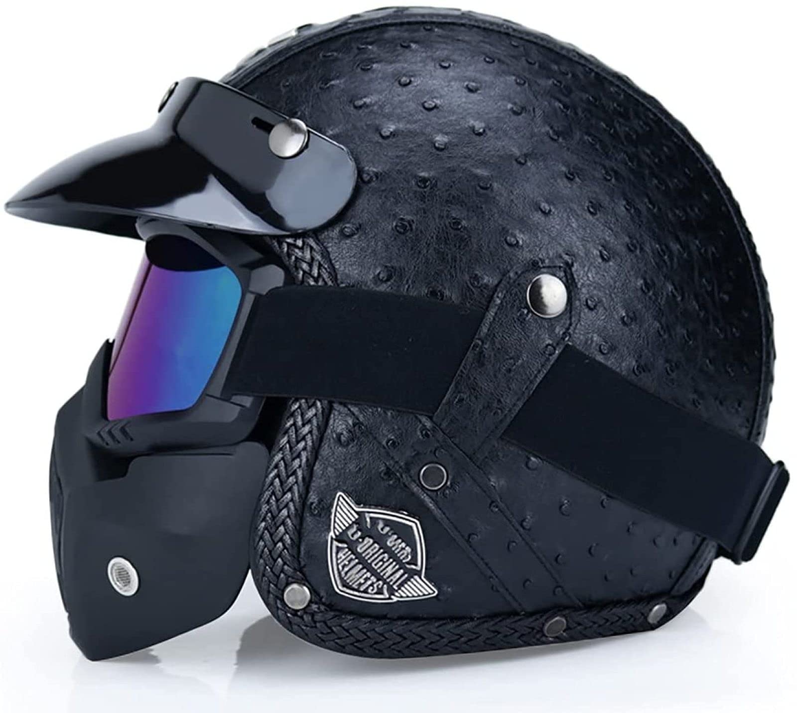 Casque Moto Rétro 3/4 Open Face - Certification ECE, ABS, Tailles 52-60 Cm, Unisexe, Léger 1,05 Kg
