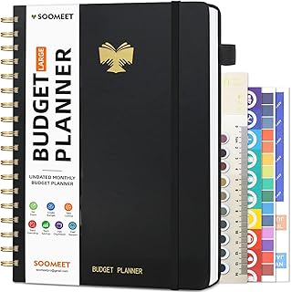 Soomeet Budget Planner - Monthly Bill Organizer with Pockets. Undated Financial Organizer with Expense Tracker Notebook, B...