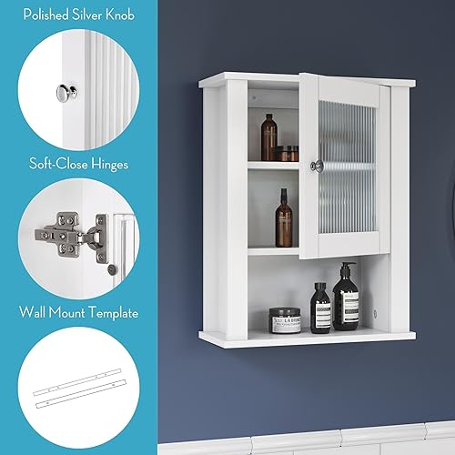 Miniatura 6 de RiverRidge Prescott - Armario de pared de una sola puerta, color blanco