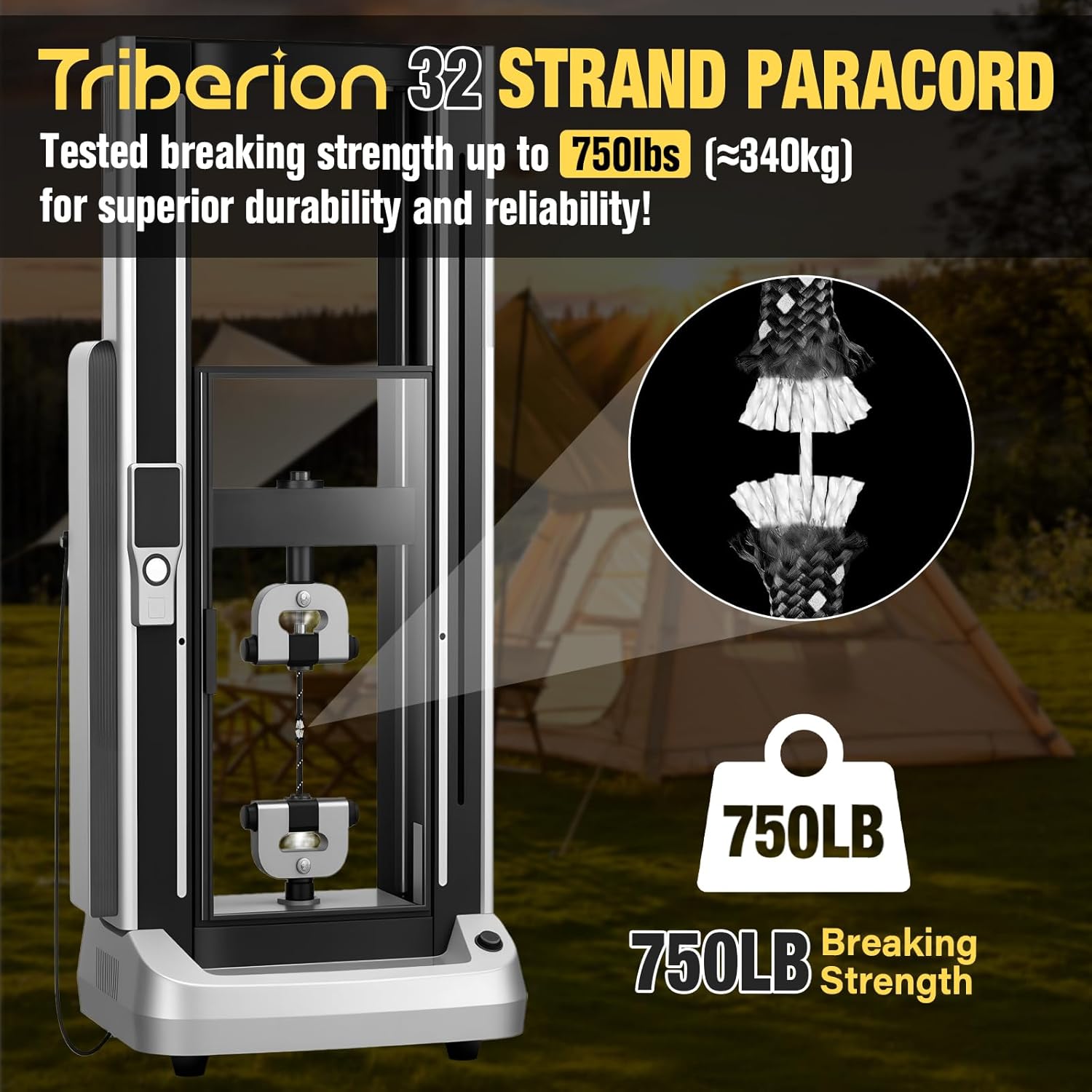 Reflective Paracord Rope 750 lb - 500ft 5/32" Parachute Cord 4MM 12-Strand para Cord - Heavy Duty Spool String for Survival,Camping Gear, Survival Bracelet, Clothesline - Black