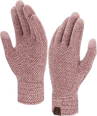 Bequemer Laden Womens Winter Gloves With Touchscreen Fingers Warm Chenille Knit Elastic Cuff Thermal Gloves For Women Cold Weather Gifts