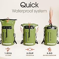 Vista 6 de Mochila impermeable Earth Pak - Mochila de senderismo resistente - Bolsa con cierre enrollable - Bolsa seca acolchada impermeable con carcasa