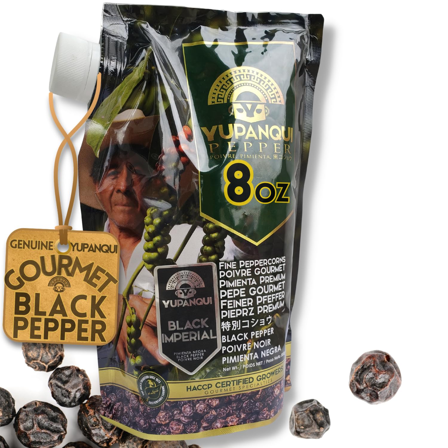 YUPANQUI Organic Black Peppercorns for Grinder Refill Award-Winning Organic Black Pepper corns 17.6oz Gourmet Peppercorns Whole