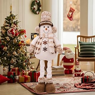 Ornament Adjustable Standing Christmas Gnome Handmade Large Reindeer Gnome Stuffed Toy with Extendable Spring Legs Christmas Decoration and Winter Home (B, 39x19cm)