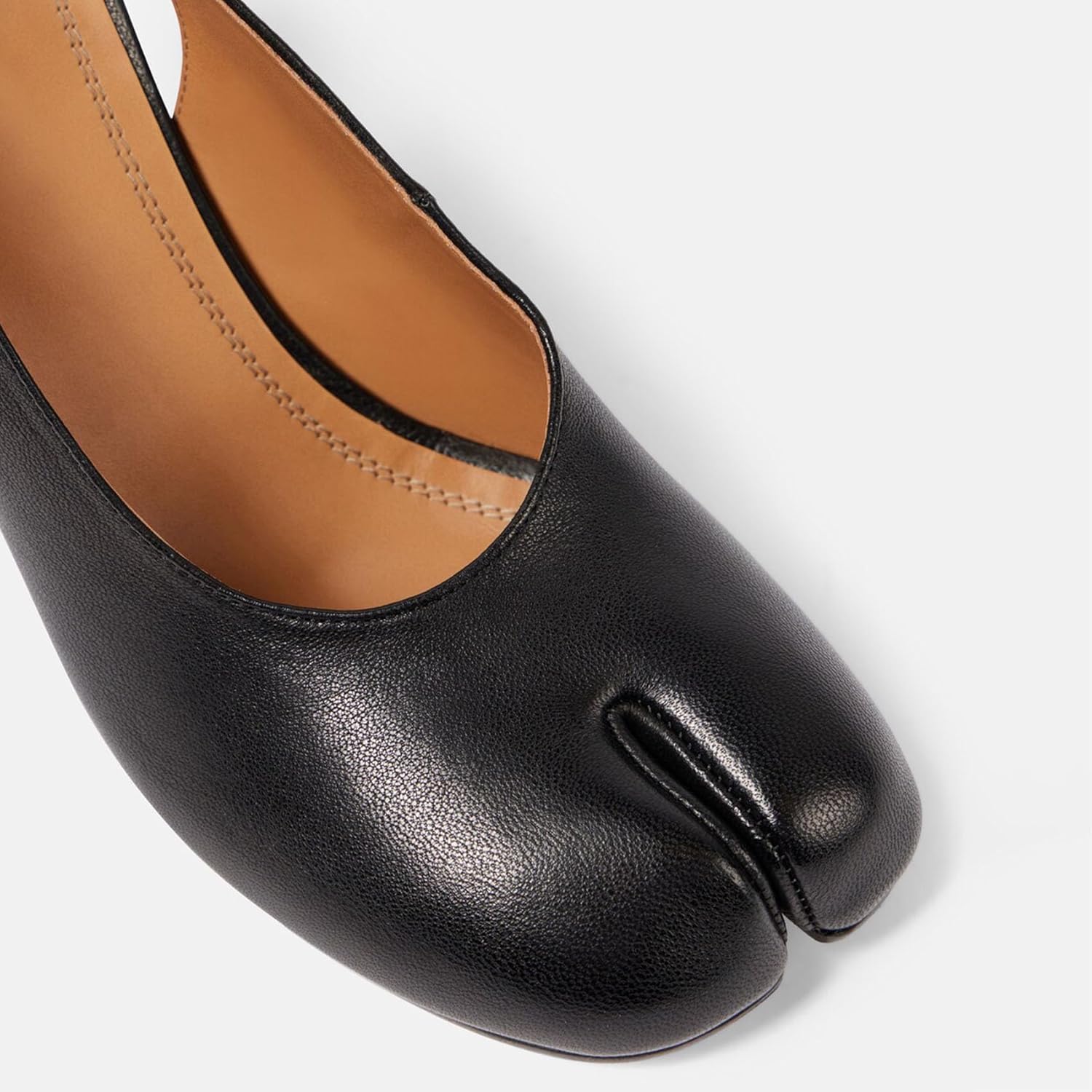 KOKOMOMO Black Split Toe Slingback Heels for Women Japanese Tabi Shoes Cylindrical Block Heels Pumps Chunky Heel Office Wedding Party Dress Shoes - Image 3