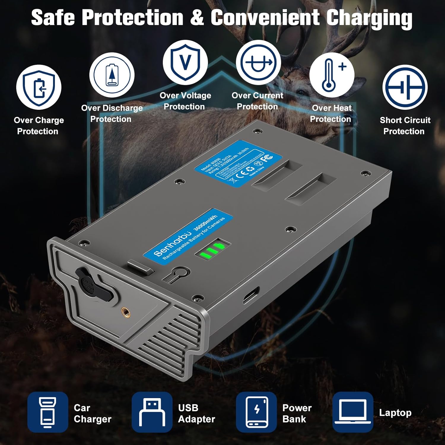2 Pack for Reveal Lithium Ion Battery Pack Rechargeable Compatible with Reveal Hunting Trail Camera X Gen 3.0 2.0, X Pro, Pro 3.0, X Ultra 3.0, SK, XB, X, Solar Charging LED Battery Meter