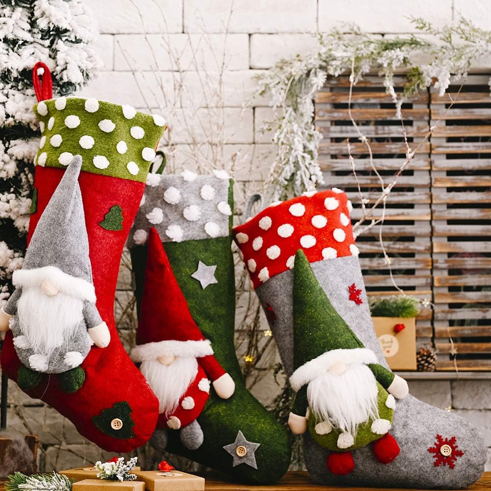 FOUNDOVE Christmas Stockings Large 3 Pack, Classic Santa Xmas Stocking for Adults & Kids - Image 5