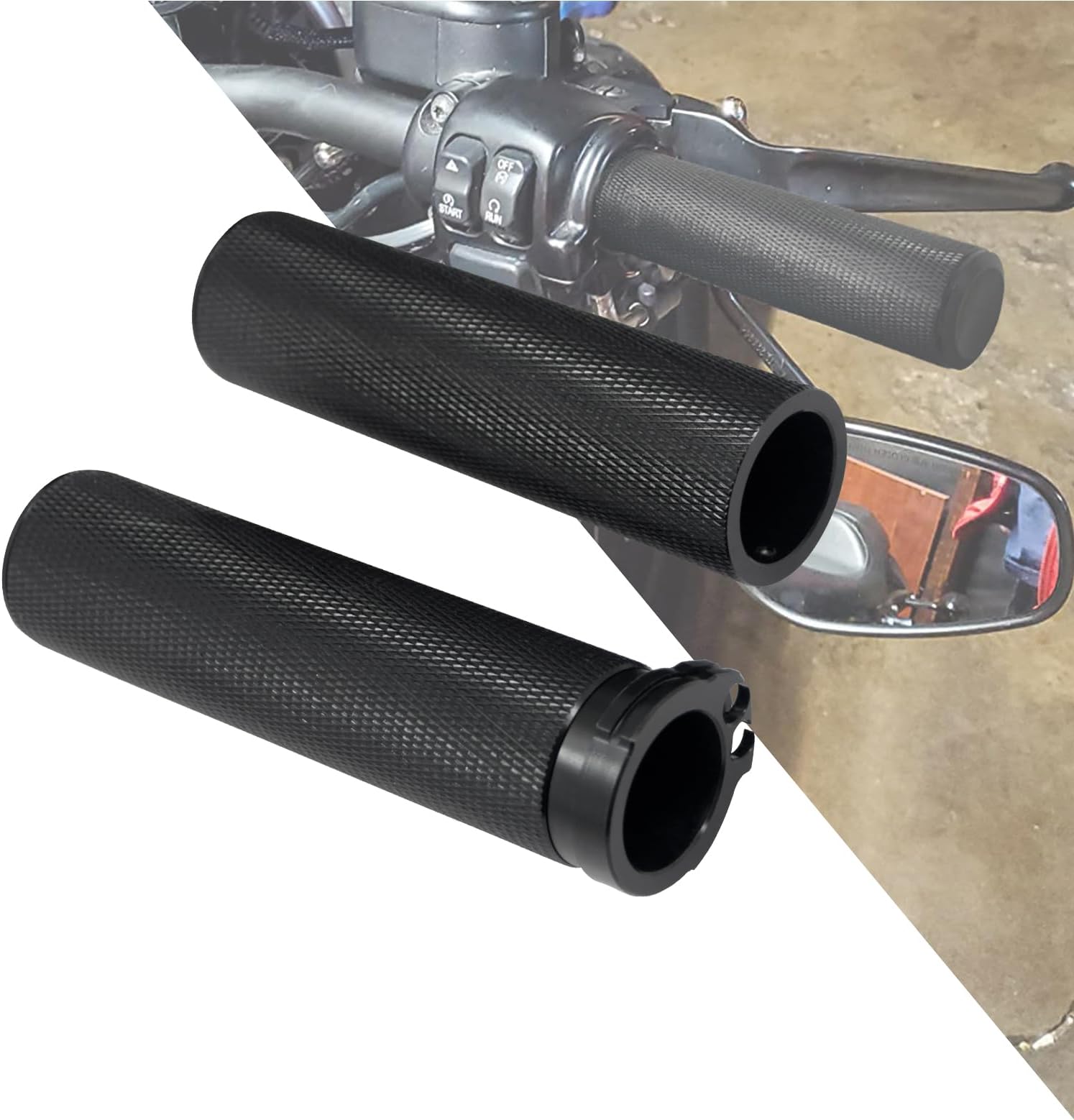 Hand Grips 1 Inch Motorcycle Handlebar Grips Cable Throttle Compatible for Harley Sportster Touring Dyna Softail 883 1200 Dyna Softail V-Rod Black