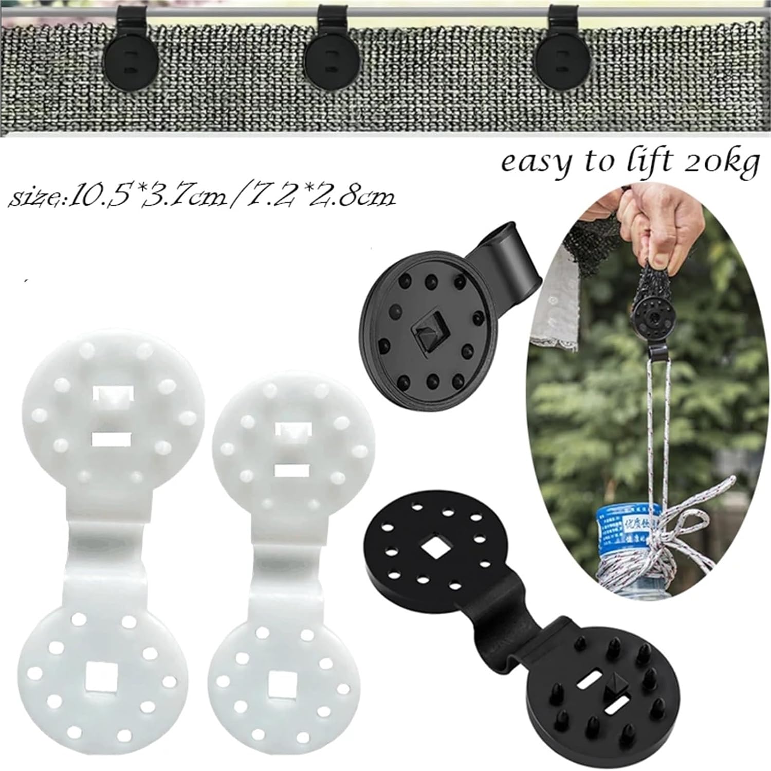 Shade Cloth Clips 100pcs Greenhouse Shade Cloth Fabric Fix Clamp Plastic Grommet Fence Netting Hook for Sun Shade Sail Tarpaulin Mesh Canopy Fence(White)