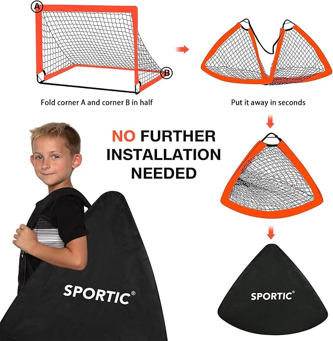 Set 2 Arcos de Fútbol 4x3 ft para Niños, Portátiles miniatura 5
