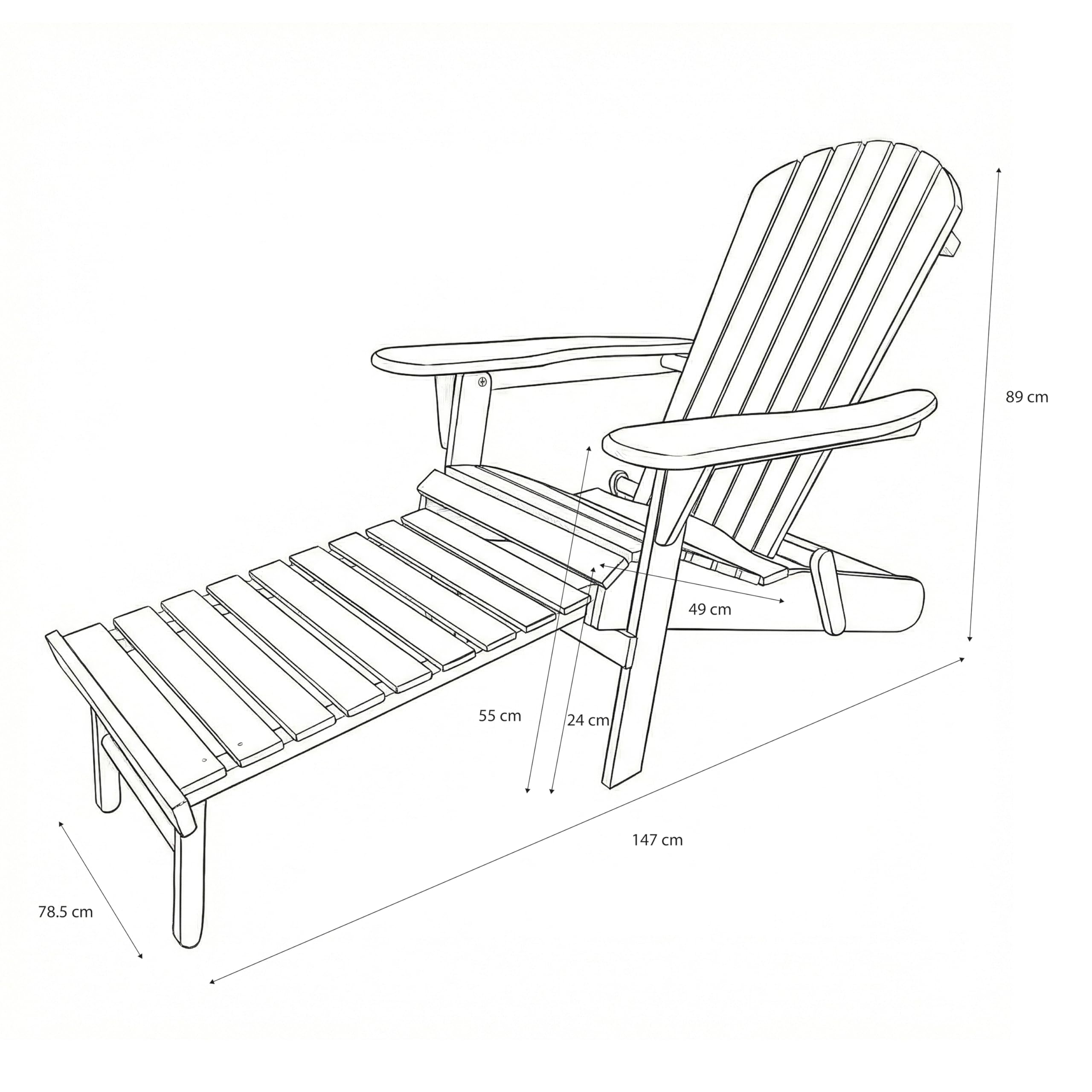 AXI Alexa Chaise Adirondack avec Repose-Pieds, Pliable, Couleur Café | Transat De Jardin/Bain De Soleil / 100% Bois De Pruche, pour 1 Personne, avec Accoudoirs Et Dossier Haut | 147 X 78,5 X 89 Cm