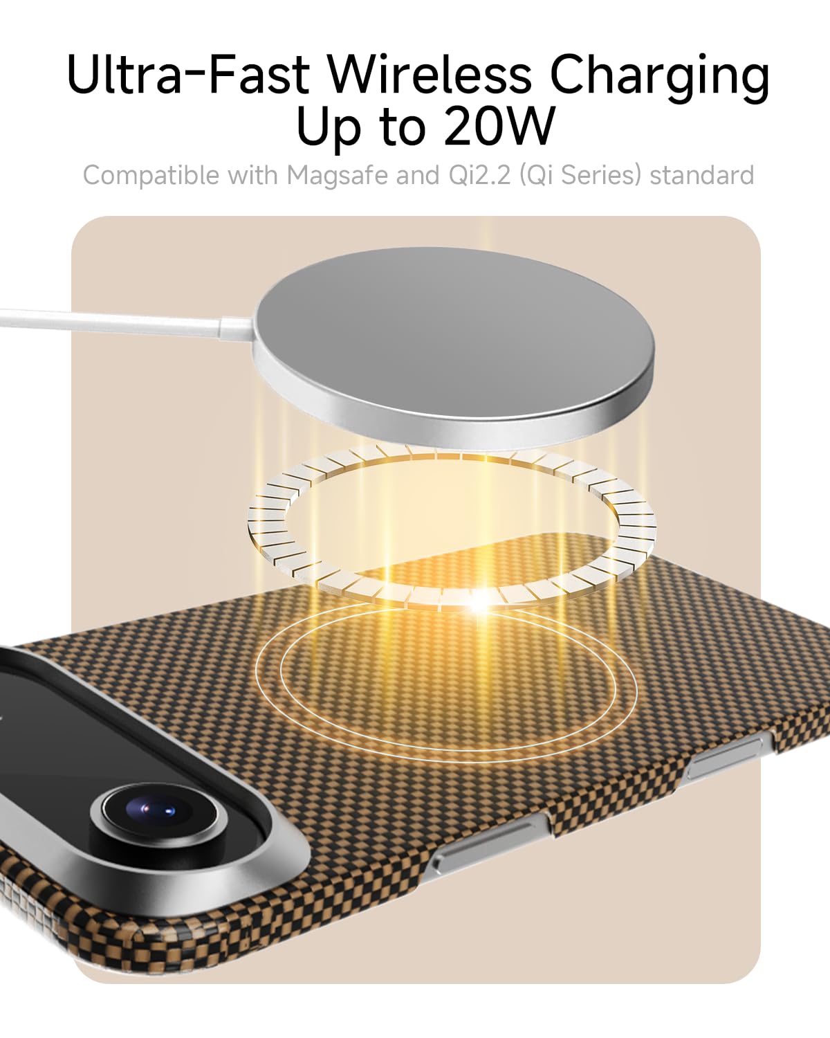 Aramidfaser Hülle für iPhone 17 Air, kompatibel mit MagSafe, Ultradünne & Leichte Schutzhülle für iPhone 17 Air, Kevlar Aramidfaser mit Ultra-Slim Caseless Feel (Plain/BlackGold)