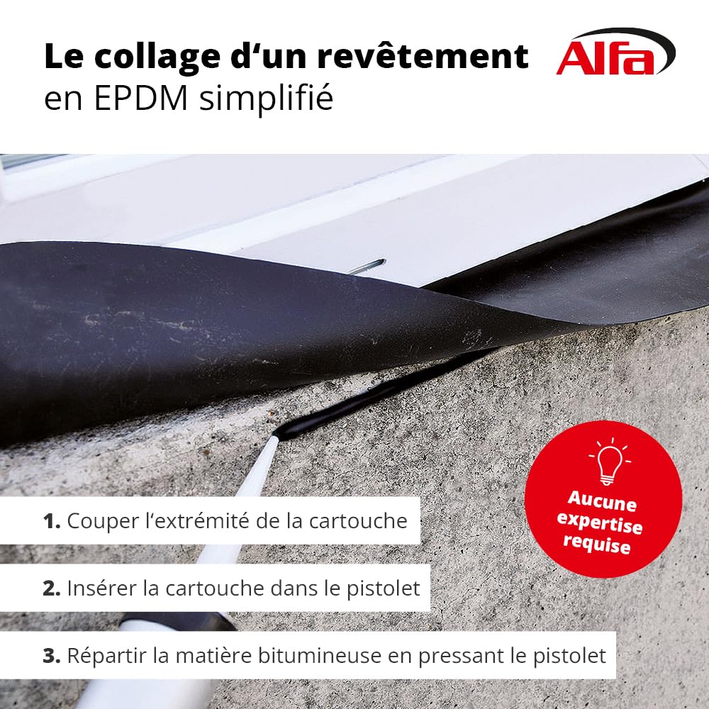 857 ALFA «EPDM» - Colle hybride pour films, 4 pièces, 310 ml, élastique et imperméable