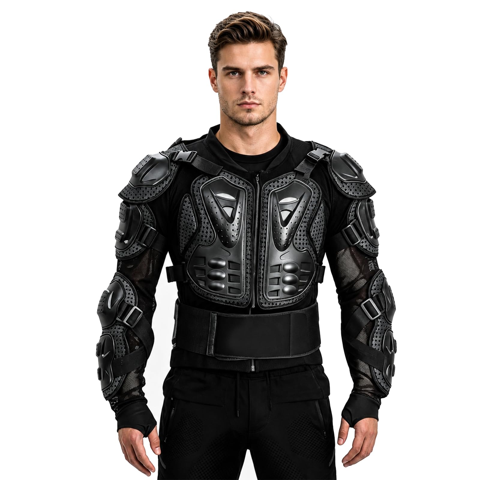 Chaqueta de Protección Moto Pro, Armadura Moto con Espaldera y Protector de Pecho, Chaqueta Moto con Protecciones para Hombre y Mujer, Scooter MTB Enduro Motocross