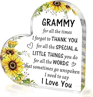 Grammy Christmas Gifts from Grandkids, to My Grammy Acrylic Heart Sign Paperweight Presents, Birthday Mothers Day Valentines Day Gifts for Grammy Grandma Grandmother