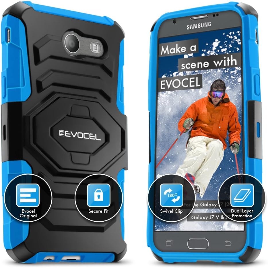 Galaxy J7 (2017) / J7 Prime / J7 V 2017 Case, Evocel [New Generation Series] Belt Clip Holster, Kickstand, & Dual Layer for Galaxy Halo (I8520), J7 Perx, J7 Sky Pro, SM-J727, Blue