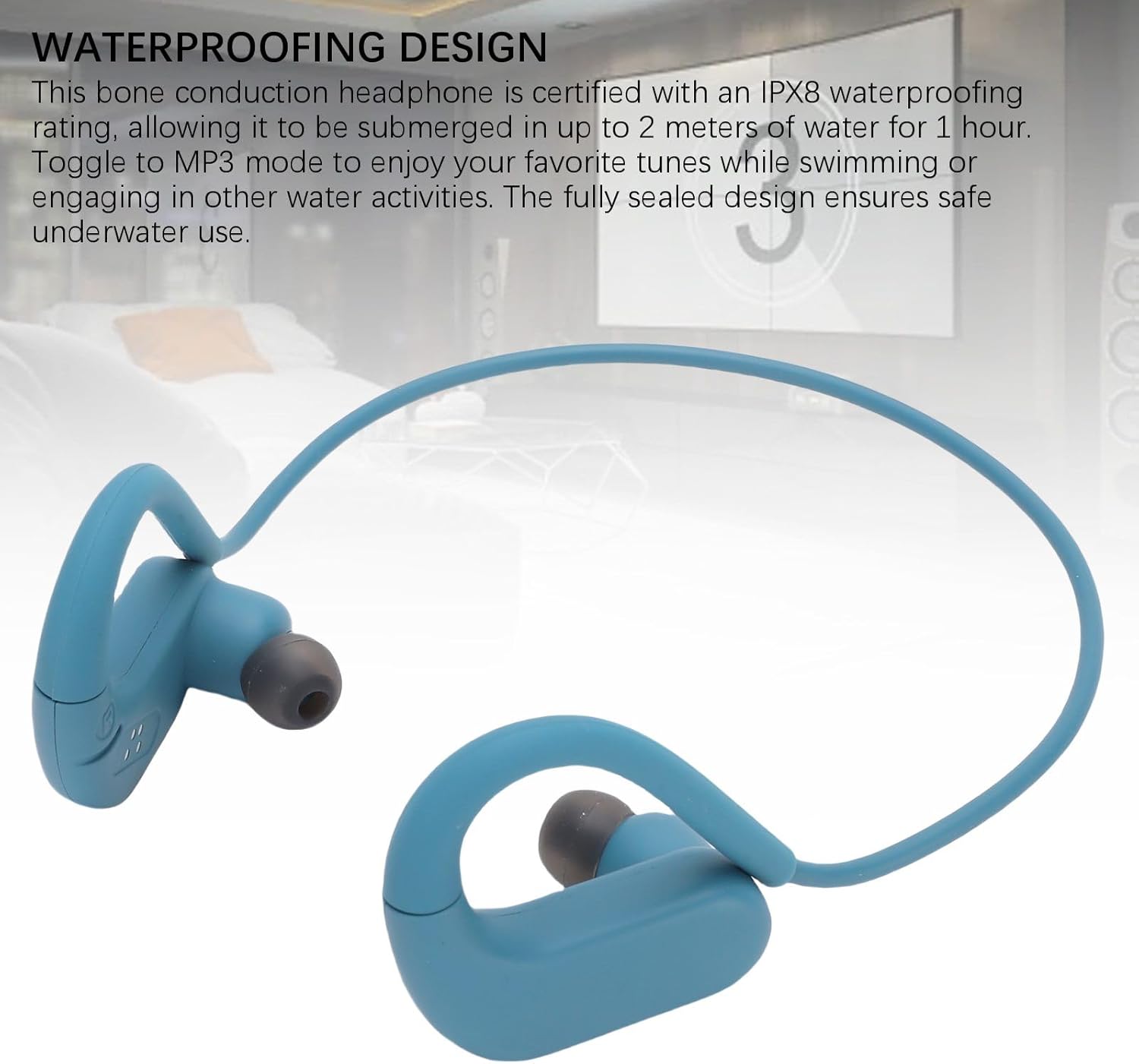 Fabater Bone Conduction Headphones, 5.4 Open Ear Headphones with Mic, IPX8 Water Proof 16H Playtime MP3 Mode 8GB Storage, for Swimming Running Cycling Sports