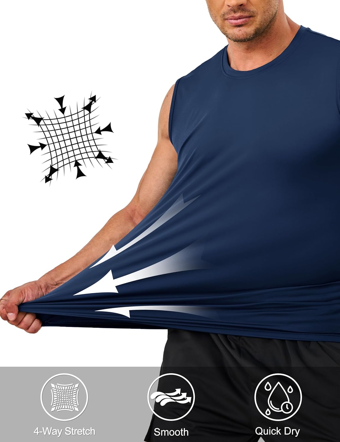 TACVASEN Sleeveless Shirts for Men 2-Pack Quick Dry Tank Tops Lightweight UPF 50+ Running Gym Workout Muscle Shirts - Image 4