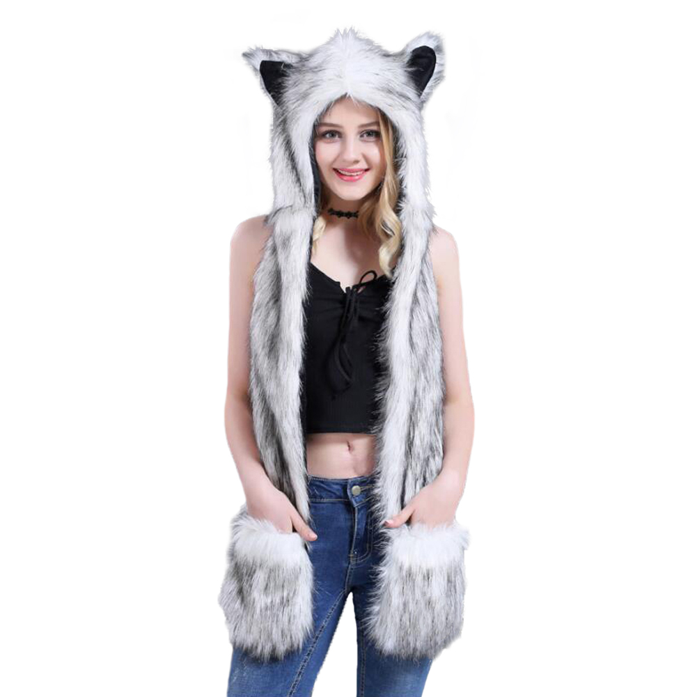 HomDSim Anime Spirit Animal Hood Hoods Furry Hoodie,Faux Fur Hat
