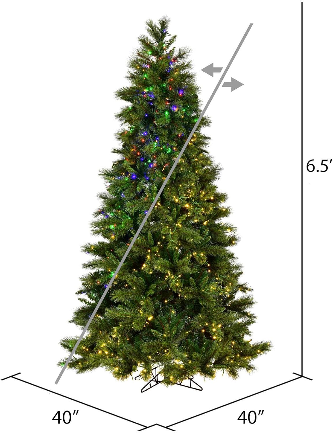 Vickerman 6.5' Brighton Pine Artificial Christmas Tree, LED Color Changing Lights - Faux Mixed Needle Christmas Tree - Seasonal Indoor Home Decor