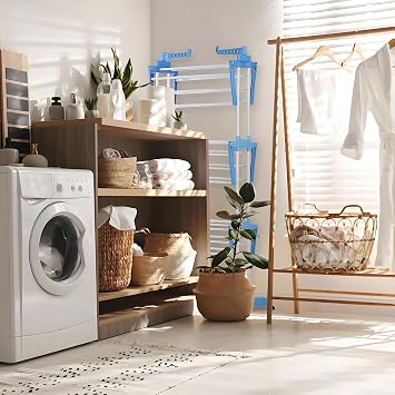 Drying Rack 3 Tier Foldable Clothes Rack Drying Rack Portable Indoor and Outdoor Rolling Clothes Rack with Foldable Wings and Casters for Bedroom