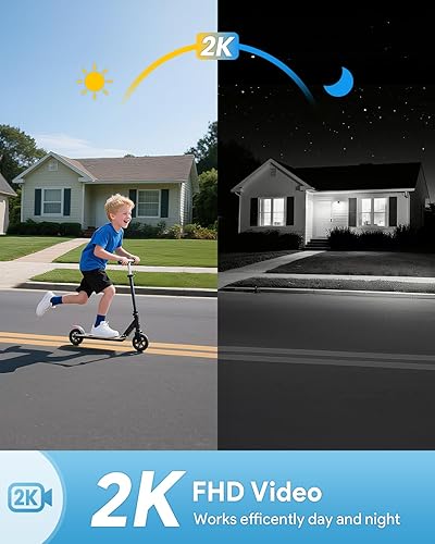 Miniatura 2 de AUE Timbre de puerta inalámbrico, timbre de video HD 2K con timbre de anillo, funciona con pilas, visión nocturna, audio de 2 vías, detección de