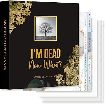Lanpn End of Life Binder Organizer Death Planner 8.5"x11", Final Wishes & Estate Document Folder with 8 Dividers & 10 Letter Size Binder Pockets, Im Dead, Now What Life Plan Book When I Die Journal