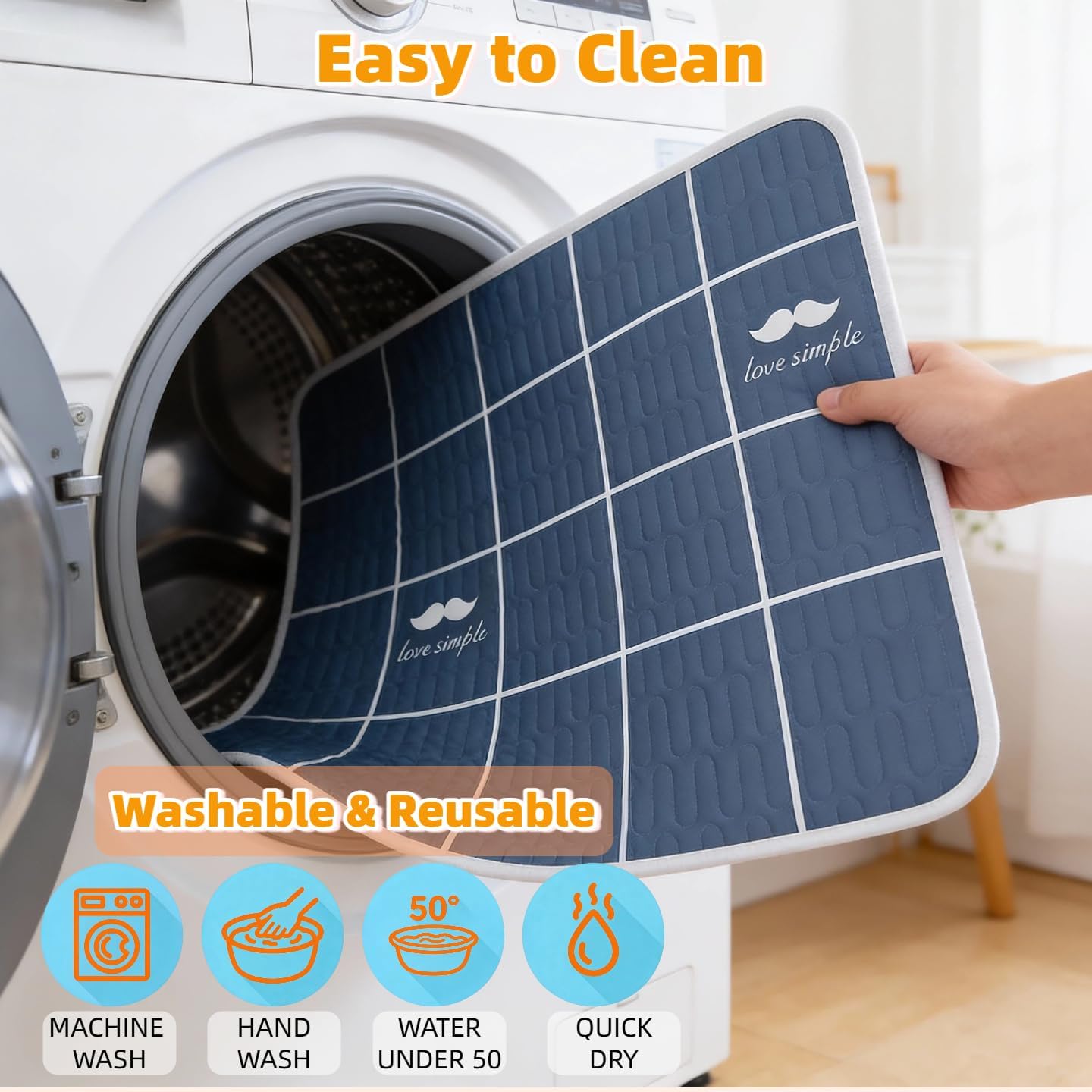 Washable Puppy Pads with Pheromones, 4 Pack - Super Absorbent Leakproof Reusable Puppy Potty Training Pads with Non-Slip Backing for Crate, Playpen, Bed, Whelping Box (Grey, 18" x 24")