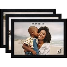 Americanflat 4x6 Magnetic Picture Frames for Refrigerator - Set of 3 - Acrylic Panels with Strong Back Magnet - Magnetic Frames for Photos, Locker Decor, or Office Display - Black