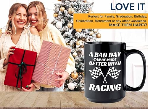 Miniatura 6 de Taza de café Racer de 15 onzas, color negro, Better With Racing - Fuel Speed Racer Car Guys Circuit Automotriz Racing Boy Regalos para él, papá,