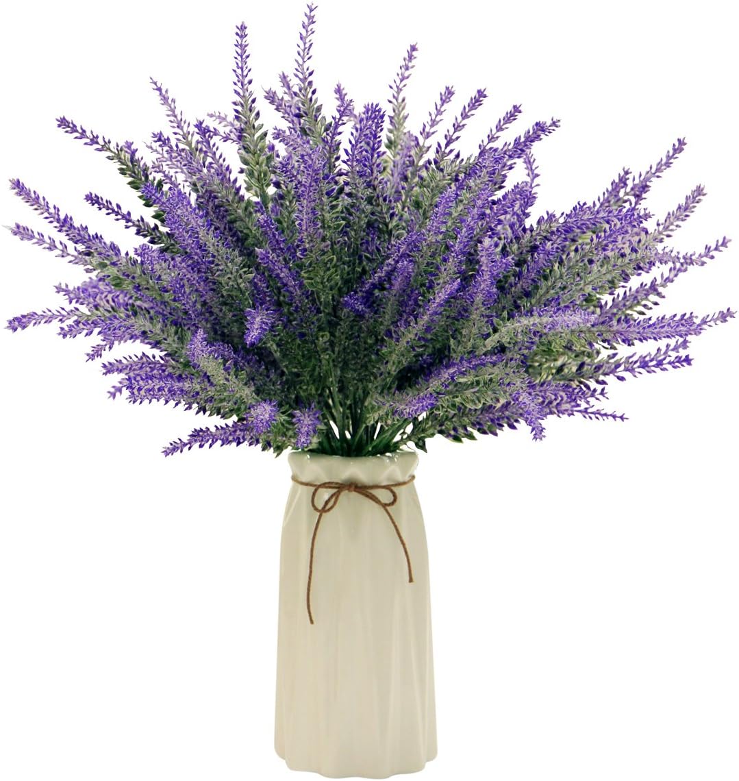 ESTAY Artificial Lavender Flower Bouquet Realistic Bundles DIY Home Wedding Garden Patio Decor and Table Centerpieces (6, Purple)