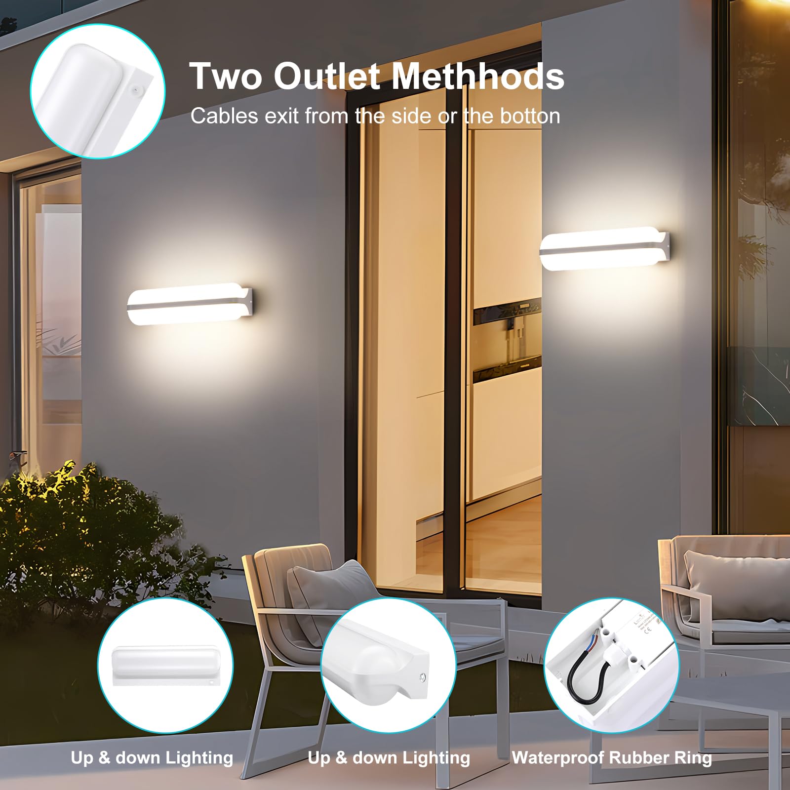 Letlit 20W LED Wall Light, White, 26.5*10*8cm - Image 4