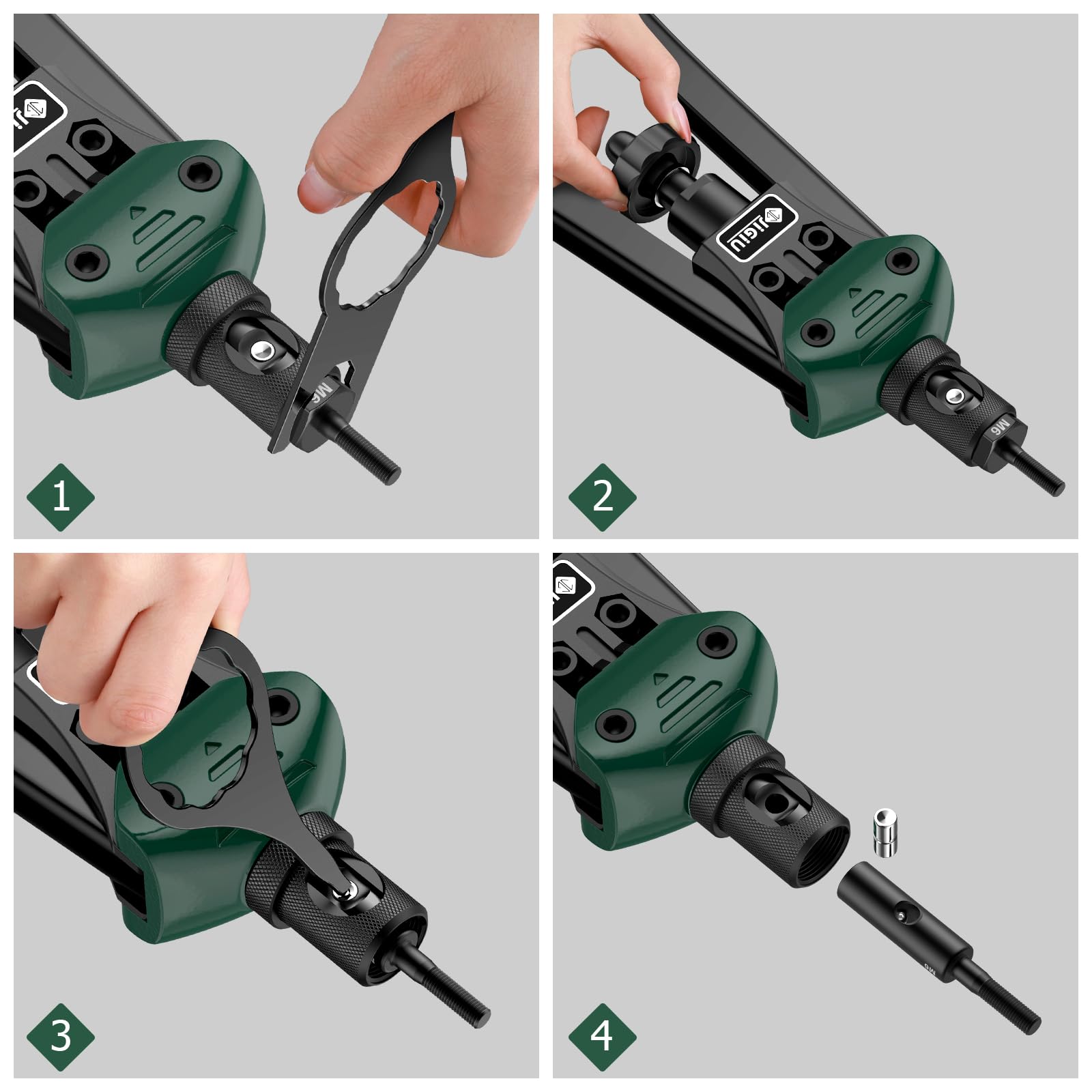 JiGiU 13" Heavy Duty Rivet Tool Kit With 110 Rivet Nuts, 7 Metric