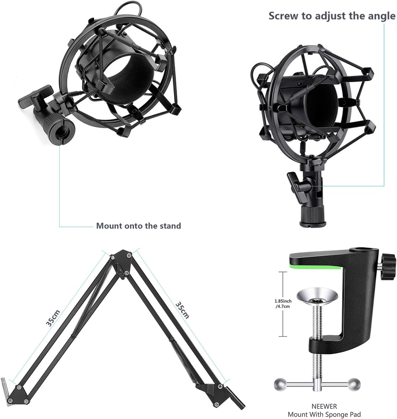 Neewer NW-800 Professional Studio Broadcasting Recording Condenser Microphone & NW-35 Adjustable Recording Microphone Suspension Scissor Arm Stand : Musical Instruments