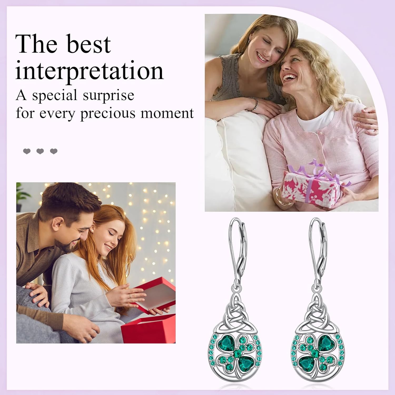 Sterling Silver Celtic Clover Earrings Shamrock Saint Patrick's Day Jewelry Irish Four Leaf Clover Gift for Women - Image 7