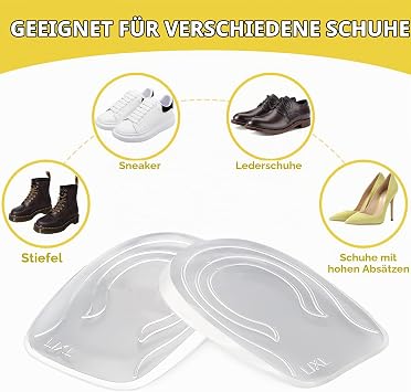 Increase Insole Gel 1.5 cm Increase Shoe Insoles Height Increase Insole Heel Wedge Achilles Tendon Insoles Heel Spurs Women Make Shoe Raiser Increase for Shoes Pack of 2