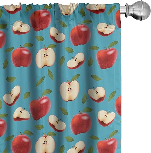 Miniatura 37 de Ambesonne - Cortinas de ventana de los 90, tema de los 90 con dispositivos de casa de estilo antiguo, patines en línea, zapatos de baile divertidos,