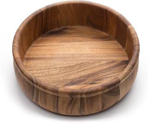 Miniatura 2 de Ironwood Gourmet Ensaladera Petaluma con borde de cuentas grandes, madera de acacia, marrón, 12 x 12 x 4 pulgadas