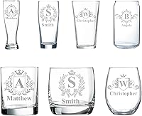 Personalized Royal Monogram Engraved Glasses - Custom Whiskey Wine Beer Old Fashioned for Weddings Groomsmen Father's Day Gifts