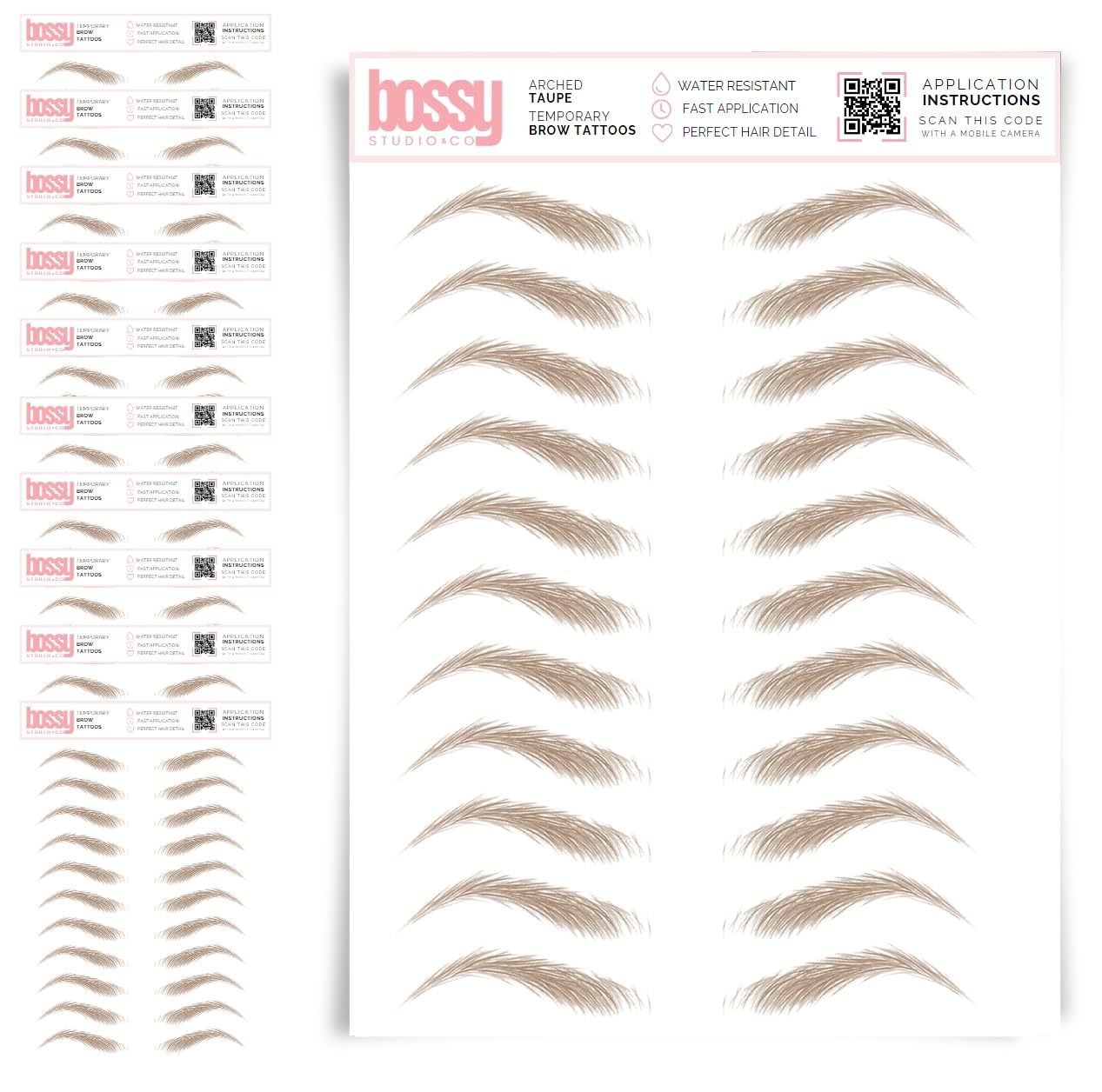 10 Pack Temporary Eyebrow Tattoos Waterproof Eyebrow Stickers, False Tattoos Hair Like Peel Off Instant Transfer Brows For Women And Men | Natural