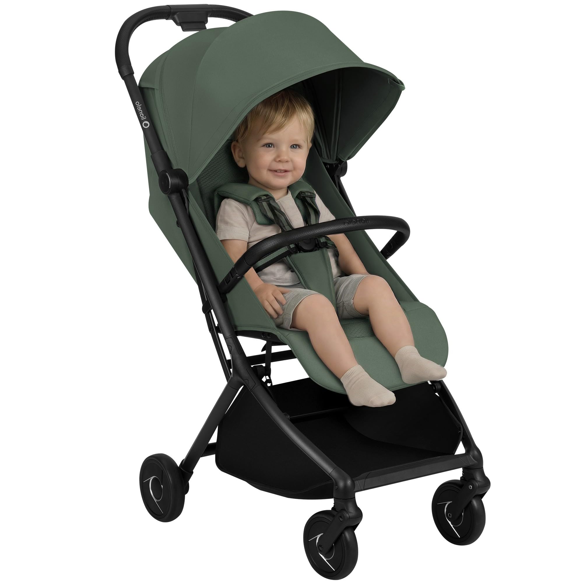 Lionelo Sia Poussette Compacte jusqu’à 22 kg Se Plie et Tient Debout, Léger 5,9 kg, Position Allongée Capote XXL UPF50+ Imperméable, Boucle Magnétique Grand Panier 3 kg (VERT ÉMERAUDE)