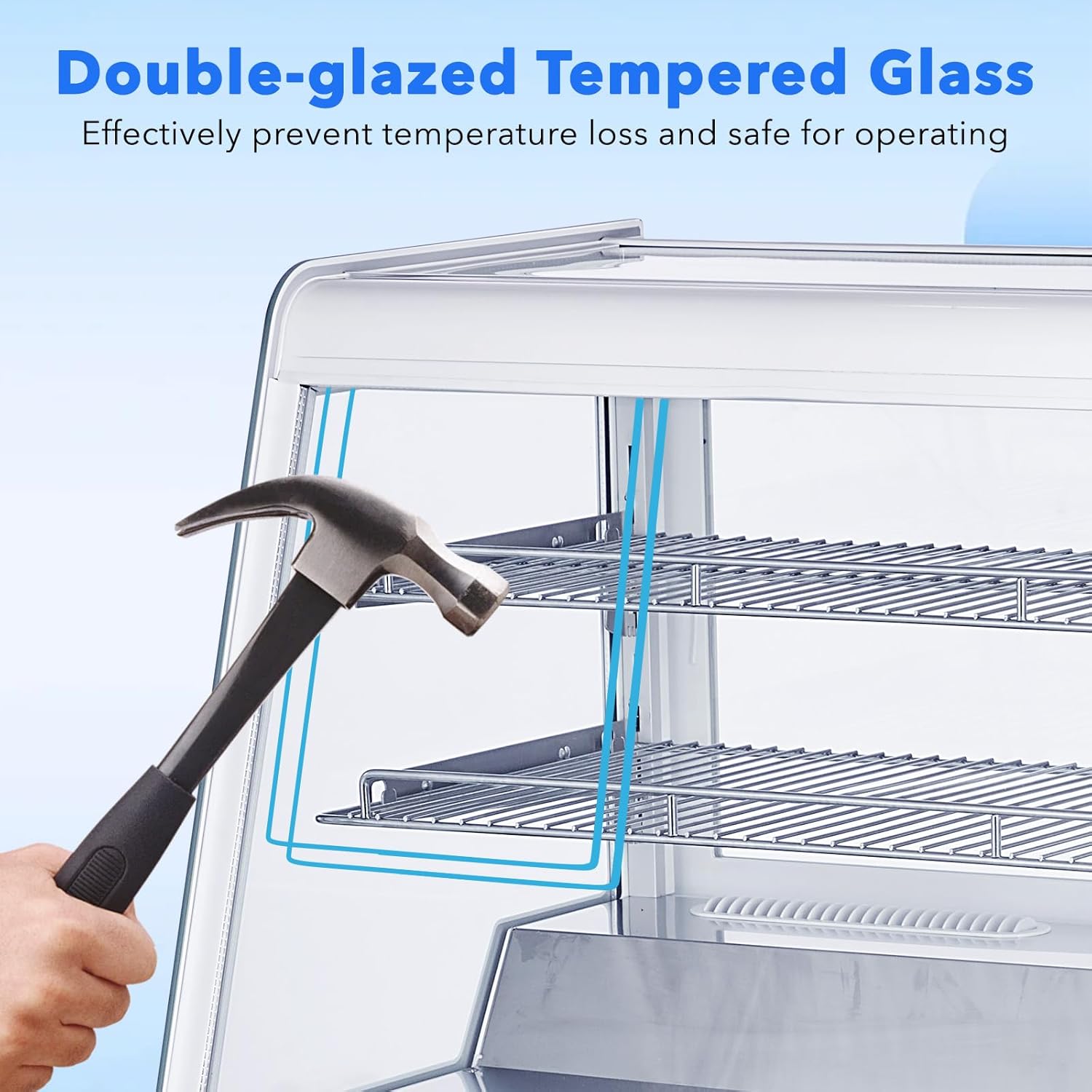 8.1 Cu.Ft Commercial Glass Door Refrigerator | Countertop Display Fridge with LED Lighting for Bakeries, Cafes, Convenience Stores | Energy Efficient, Adjustable Shelves, Auto-Closing Door