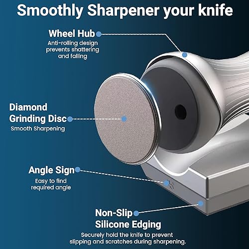 Miniatura 5 de ARZEN Afilador de cuchillos magnético profesional con guantes anticorte, 4 discos de diamante y cerámica, herramienta de afilado de cocina