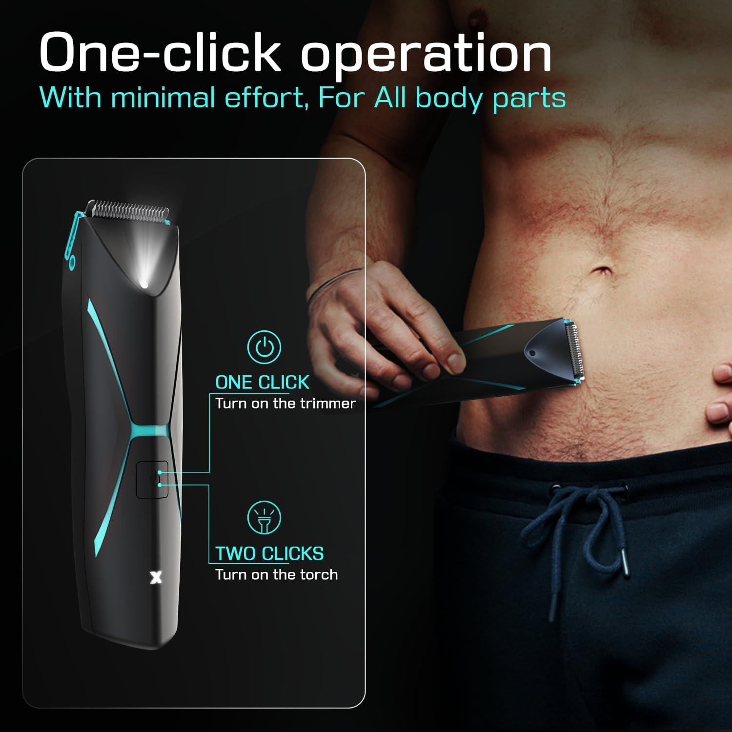 Brightman Electric Body Hair Trimmer for Men – Waterproof Cordless Groomer with Ceramic Blades LED Light & 120-Min Runtime for Chest Groin Armpits Legs & Travel - Image 5