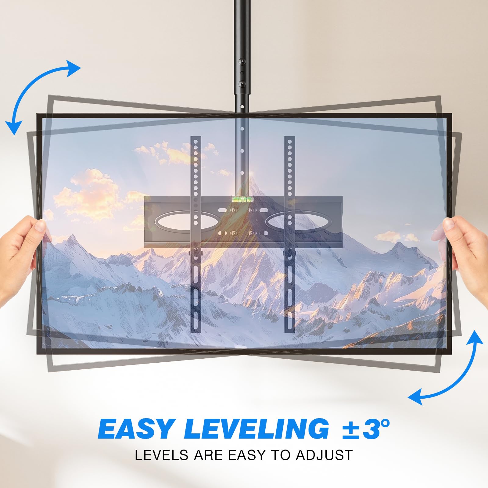 Rfiver Staffa per TV da soffitto regolabile e girevole per TV da 32-65", rotazione a 360°, supporto per TV fino a 40 kg, VESA max 400 x 400 mm