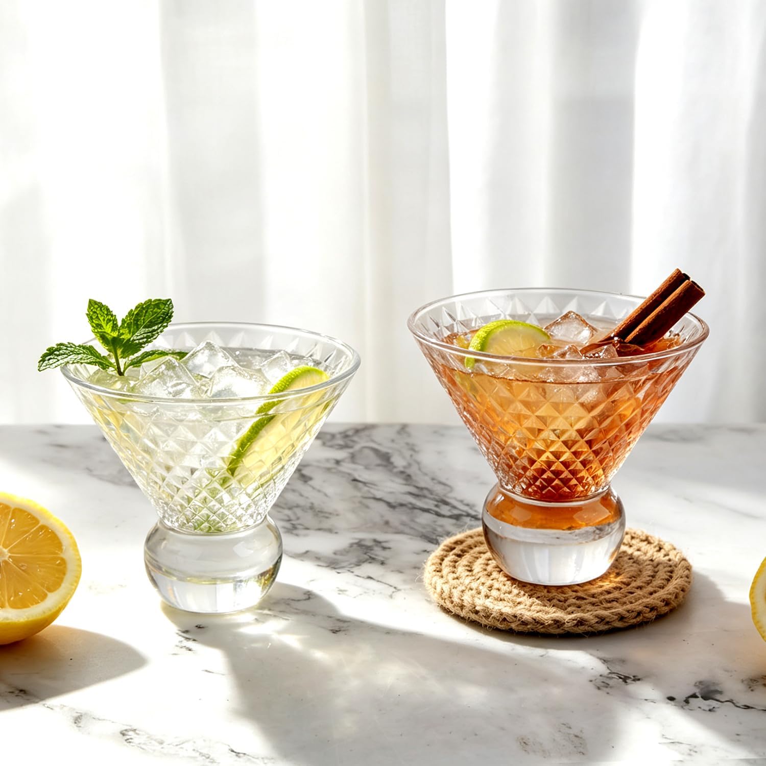Martini Glasses Set of 2, Martini Cocktail Glasses for Margarita, Manhattan, Cosmopolitan, Home Bar, Evening Parties, Birthdays, Housewarming Gift (2)