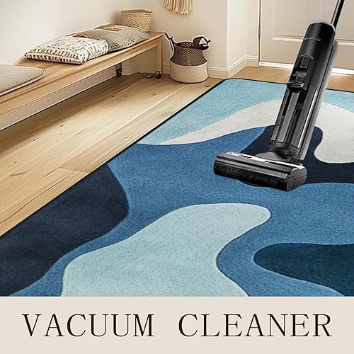 Miniatura 6 de Alfombra de área AQQA 5x7 azul y verde, abstracta, lavable, alfombra antideslizante, alfombra gruesa de pelo bajo, grandes alfombras para sala de