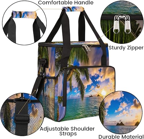 Miniatura 6 de Beach Sunset Coffee Maker Carring Bag Palm Tree Travel Storage Tote Bag Compatible with Keurig K-Mini or K-Mini Plus Portable Single Serve Coffee