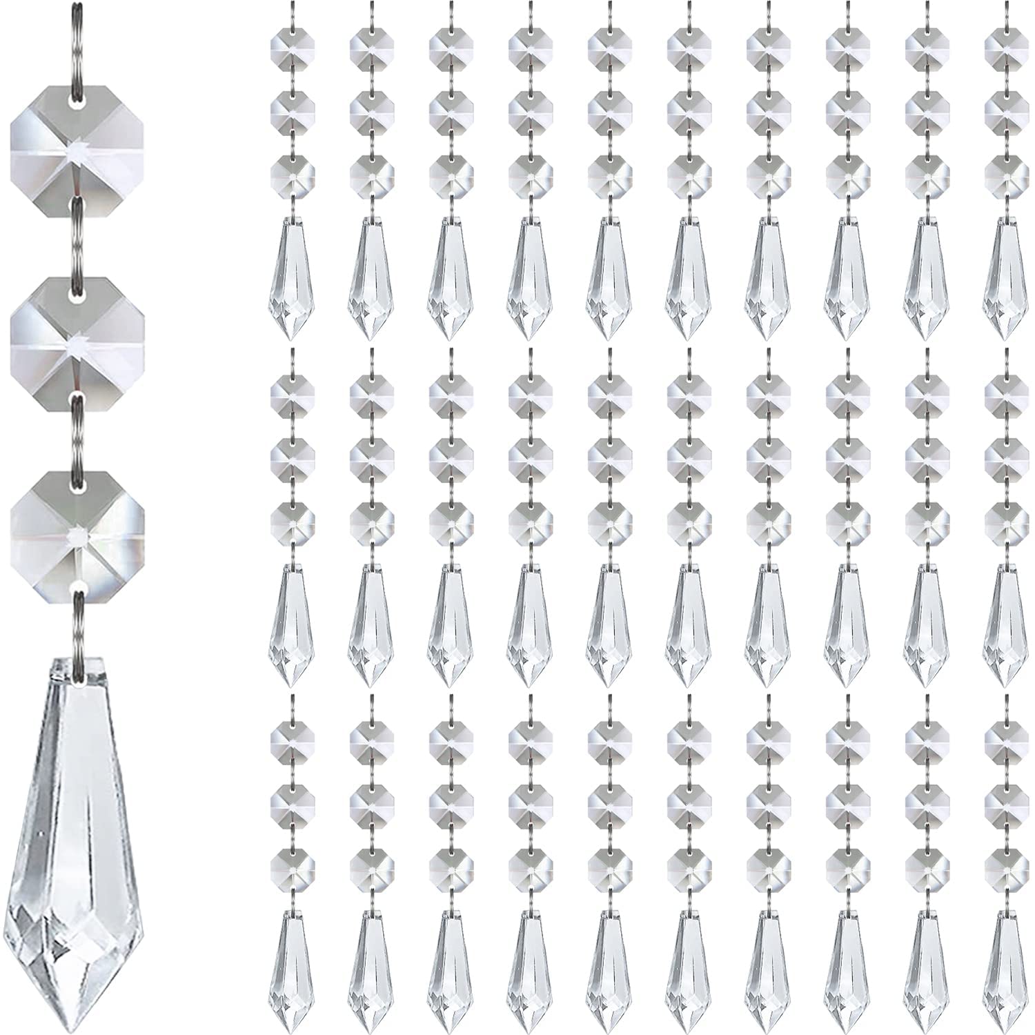 Prop It Up 10Pcs Replacement Clear Chandelier Icicle Crystal Prisms Octogan Crystal Bead for Lamp Decoration 38mm Crystal Clear Garland Hanging Bead Curtain Wedding Club Party Decoration WV220-image-10