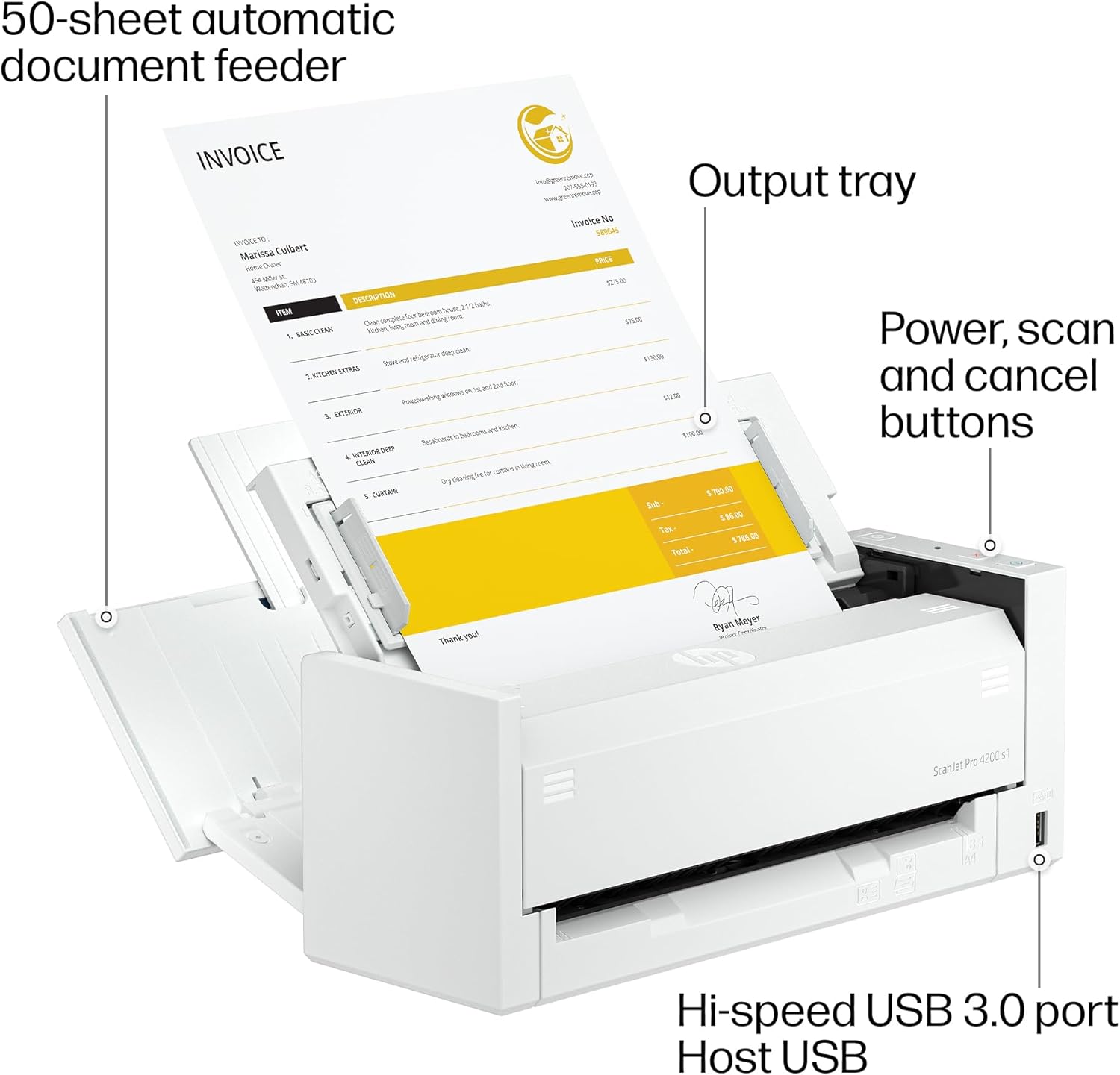 HP ScanJet Pro 4200 s1, Fast 2 Sided Scanner with Auto Document Feeder, Front Enabled Passport and ID scanning — no Carrier Sheet Needed (8Q4W2A